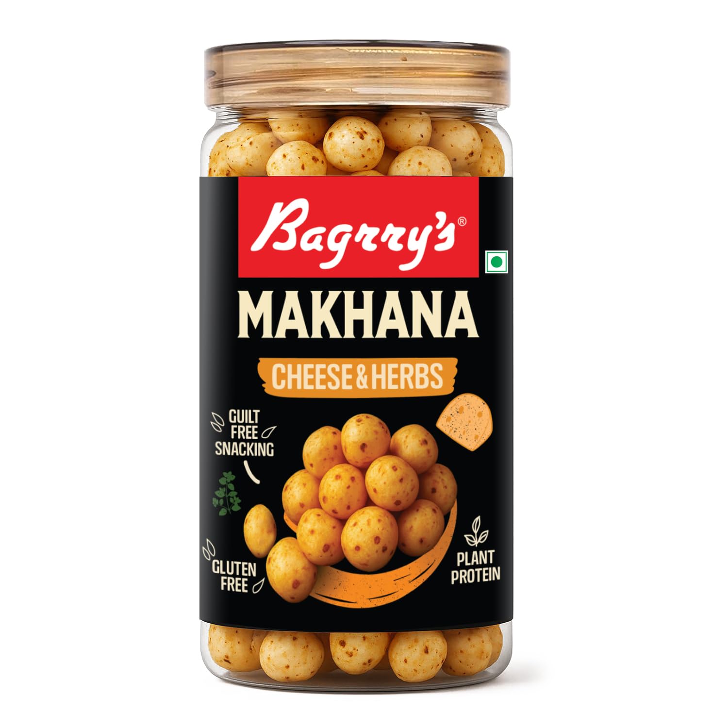 

Bagrry’s Roasted Cheese & Herbs Makhana 70g | Healthy Namkeen Snack & Roasted Fox Nuts | No Palm Oil, Not Fried, No Added Preservatives | Calcium