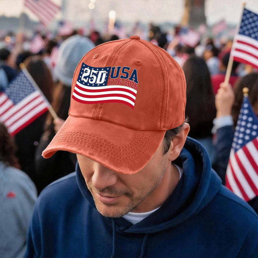 Men's and Women's Matching American 250th Anniversary Anniversary Embroidered Vintage Washed Baseball Cap