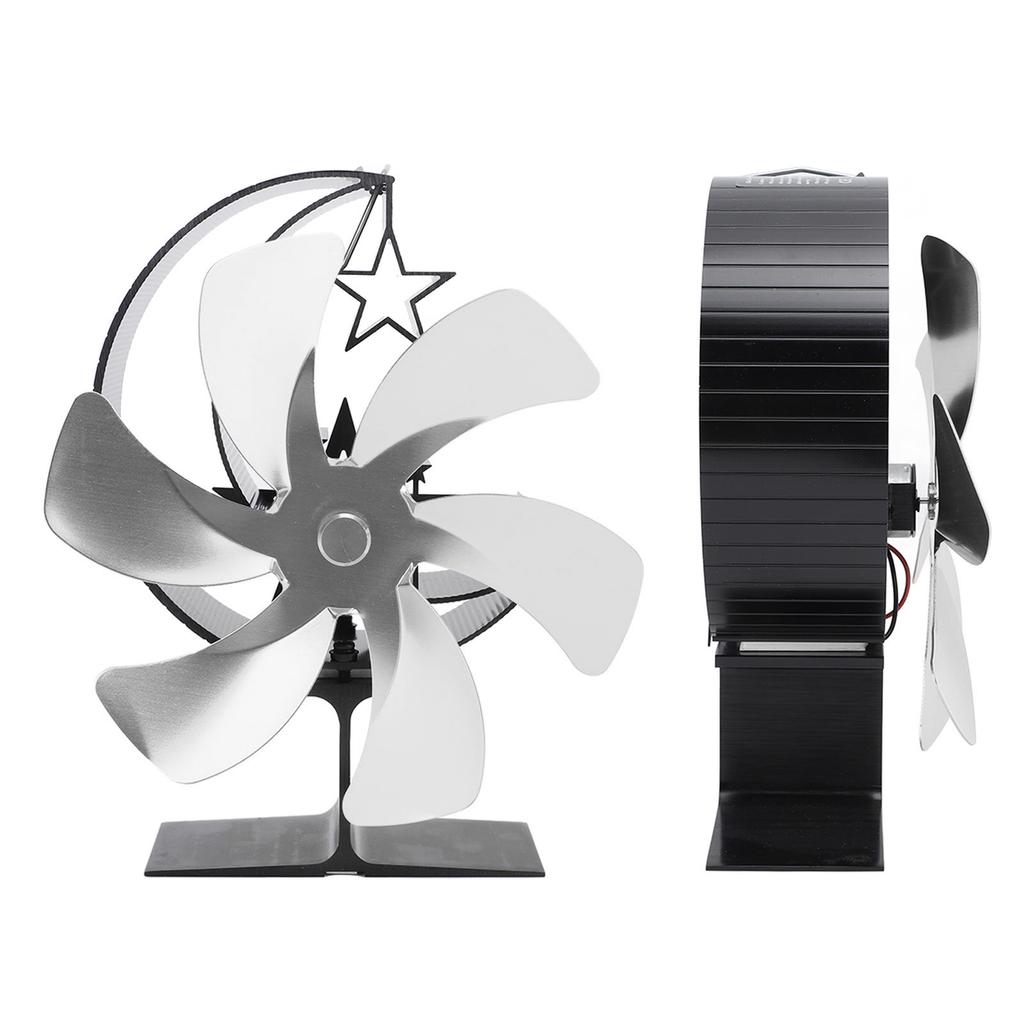 Ofenventilator 6 Flügel Kaminventilator Wärmegetrieben Schnelle Windzirkulation Halbmondmuster Thermoelektrisch