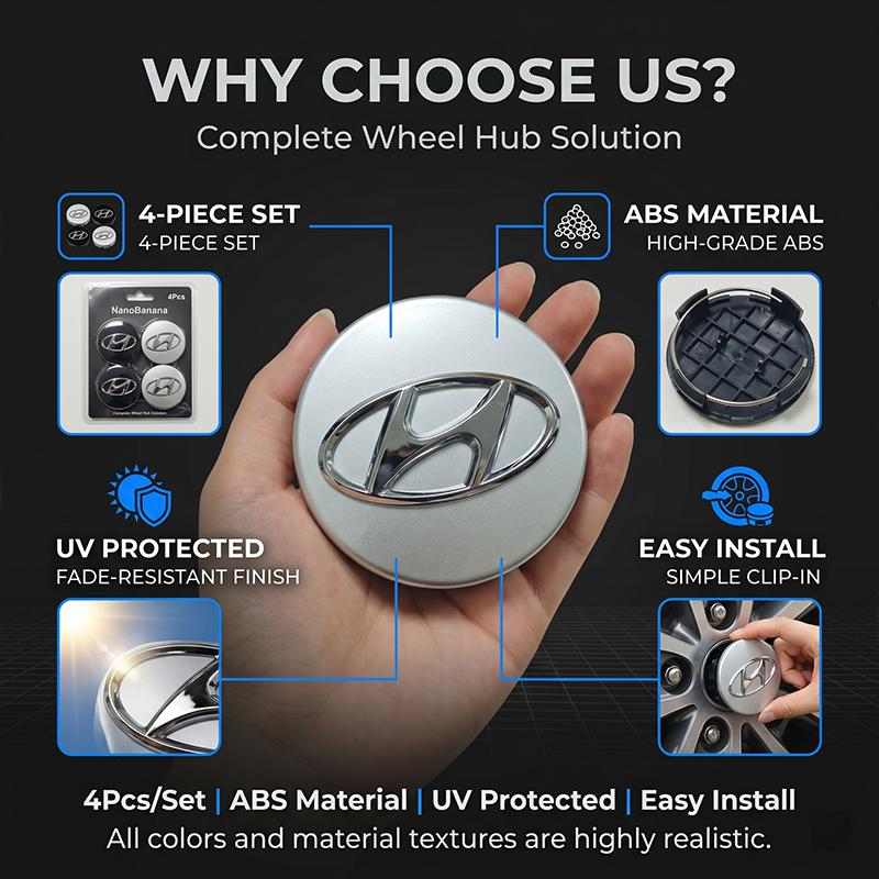 4PCS 60MM Car Emblem Badge Wheel Center Hub Cap Covers Auto Rim Cover For Hyundai Santa Fe Sonata Solaris Azera Creta I30 Ix25 Tucson IX35