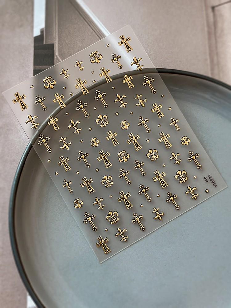 Retro Exquisite Ant Figure Nail Stickers - Cross & Hot Stamping Style (YT6931)