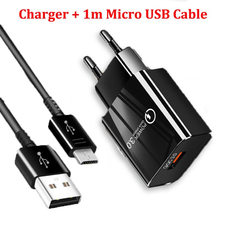 

Быстрое зарядное устройство USB + кабель Micro USB для P Smart Y5 Y6 Y7 Prime Y9 Honor 8A 8S 9A 9S Quick Charge3.0 EU Wall Plug Charger and Cable