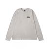 Mens Oversized Waffle Knit Long Sleeve Tee With Washed Print Soft Cotton Blend Winter Casual Wear