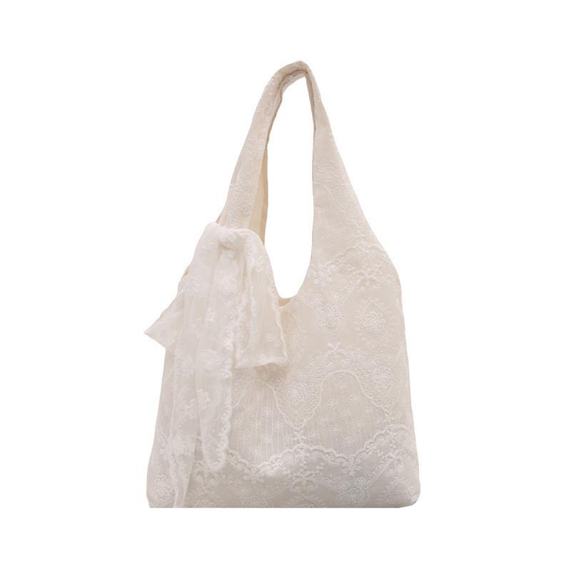 Simple Solid Color Flower Lace Women Casual Shoulder Bag For Urban Fashion