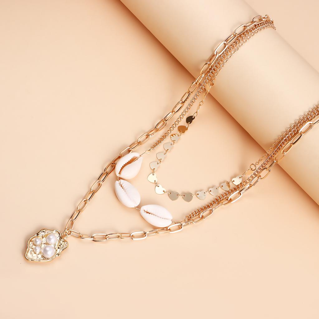 Summer punk style multi-layer shell necklace ocean wind retro love necklace necklace
