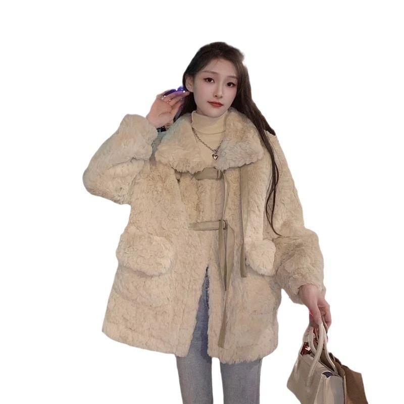 Autumn and Winter New Loose Imitation Lamb Wool Thickened Imitation Rabbit Fur Short Plush Jacket Women's Clothing