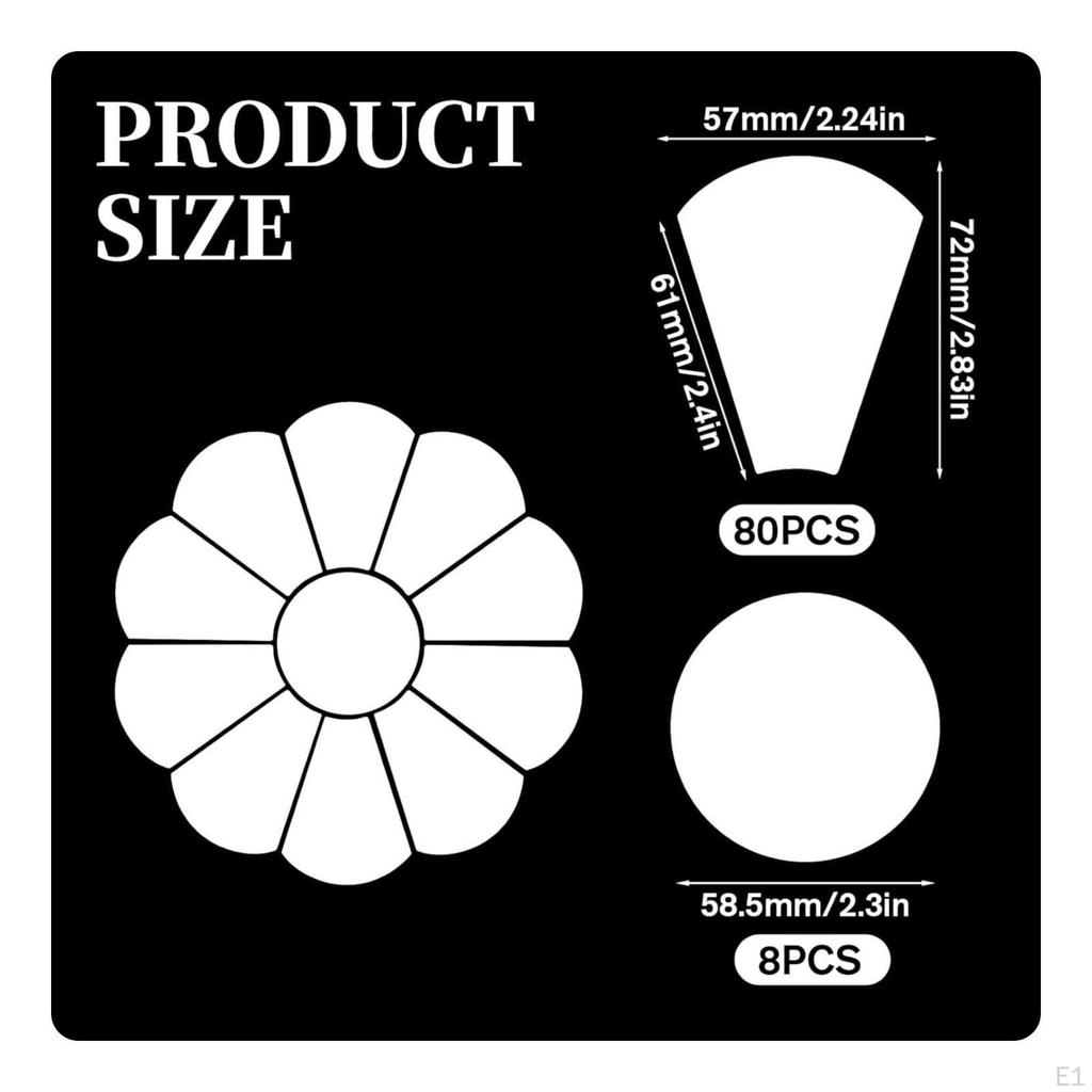 88 Pieces Flower Quilt Template Set Cardboard Paper Patchwork Templates Flat Petal