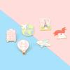 Cartoon Plane Earth  Air Balloon Enamel Pin Brooch Cartoon Women Men Denim Jackets Lapel Pins Backpack Badges Kids Fashion Je