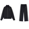 Women's Autumn Campus Casual Set: Three-Stripe Zip-Up Jacket and Sweatpants