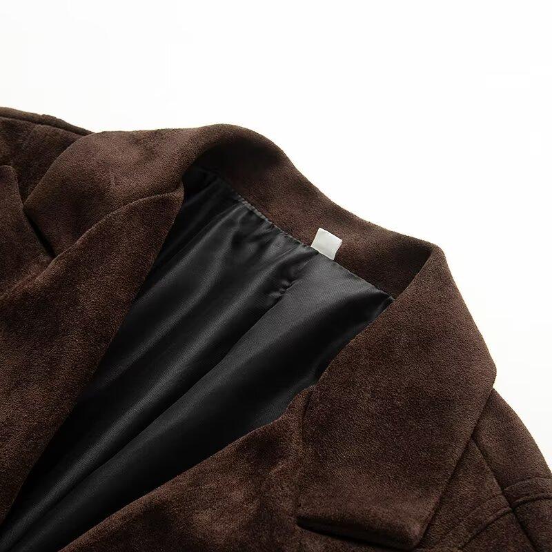 New in autumn, European and American fashion temperament, elegant lapel frosted fleece waist jacket