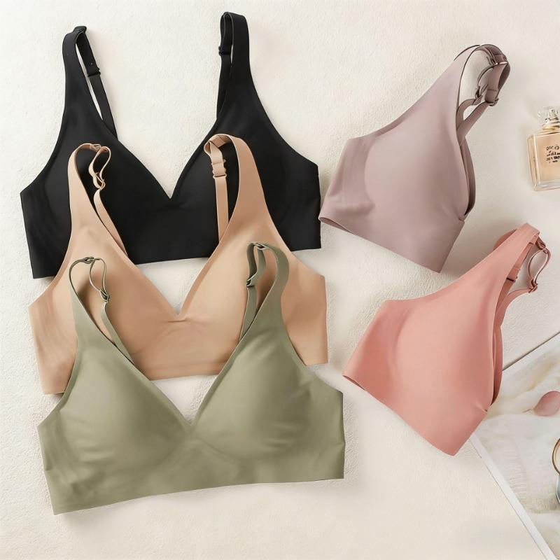 Tief ausgeschnittener nahtloser kabelloser BH für Damen, dünne unsichtbare Intimwäsche mit Gelstreifen, weiche Stütze, tägliches Bralette
