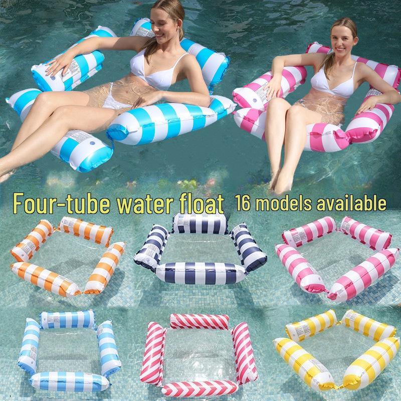 Inflatable Hammock with Net, Foldable Backrest, Floating Lounge Chair, Water Bed Sofa.
