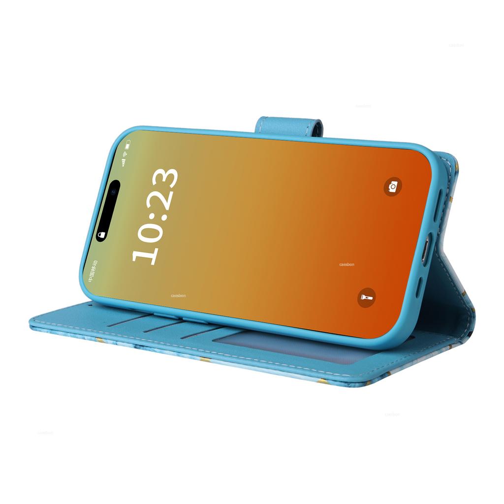 Applicable to iPhone15 mobile phone leather case 15Pro bronzing marble card wallet protective case 15ultra