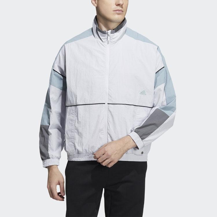 adidas Contrasting Colors Stand Collar Zipper Sports Jacket Gray Men's HD0078