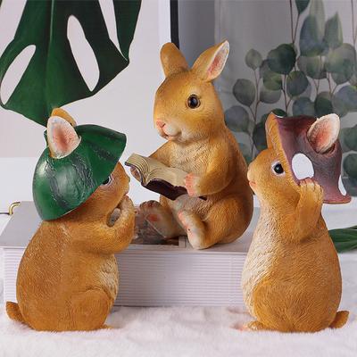 Lapin de lecture, décoration animale de jardinage, Statue créative en résine, décoration de jardin