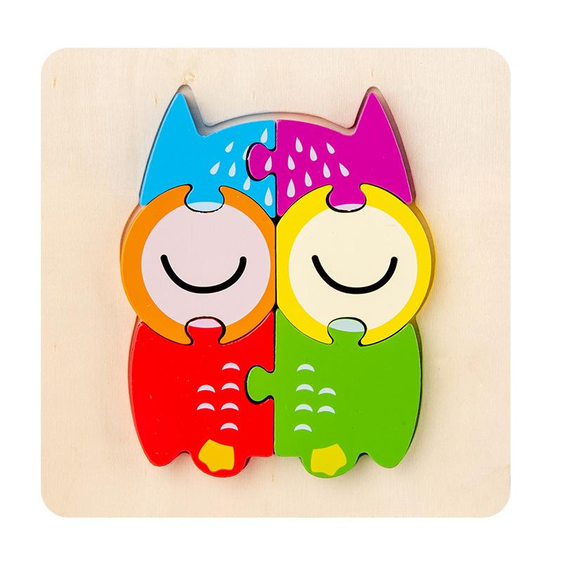 Can Be Used As Children'S Wooden 3D Cartoon Animal Traffic Three-Dimensional Puzzle Baby Montessori Educational Early Education Toy