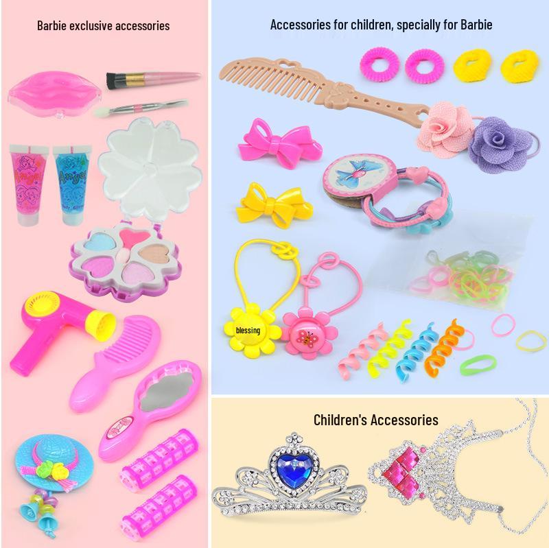 Hair Styling Barbie Doll Set: Half-body Princess Makeup Toy for Girls