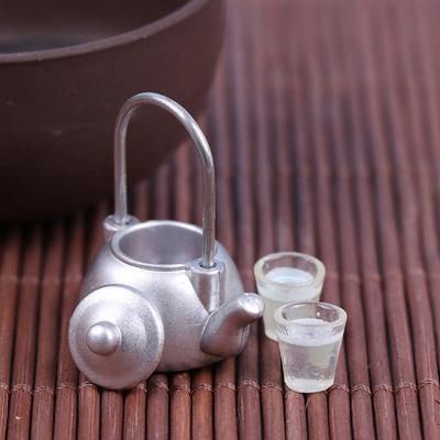 3 Adet/Set Bebek Evi Mini Vintage Su Isıtıcı Fincan Sahnesi Model Oyuncak Mutfak Aksesuarları
