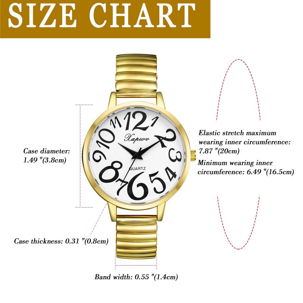 Analog Watch with Large Elastic One Size Fits Simple and Stylish Quartz Fashion Perfect Gift for or Your Girlfriend Women's Numerals, Strap, Most,