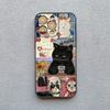 Kreative freche schwarze Katze Illustration Collage Handyhülle für iPhone 13 12 Mini 11 Pro Max 15 16 14 Pro Max Plus XR X XS Hüllen