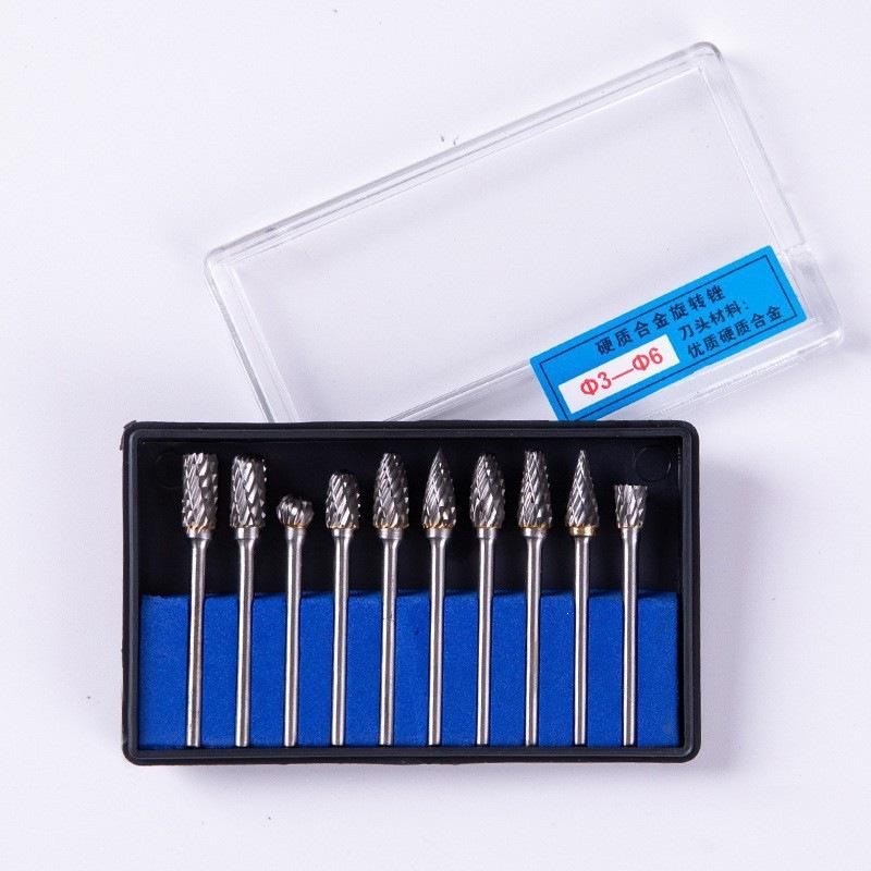 Carbide Burr Rotary File Set: Carving Knife, Drill Bit, Grinding Head for Root Carving and Hardware Tools