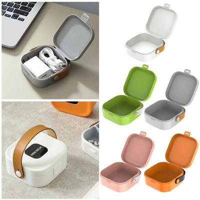 Square Earbud Case Data Cable Storage Box Organizer Buckle Design Dustproof Compact Size Portable Carrying Case Storage Bag