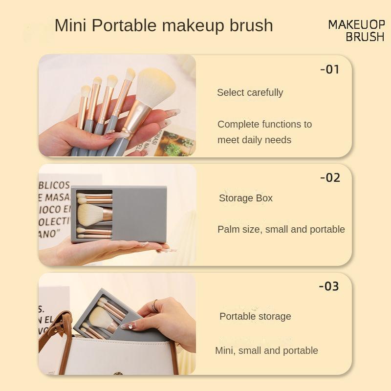 Make-up-Pinsel-Set mit Spiegel, komplettes Set, superweiches Fell, ein Set mit Gesichtspuder- und Lidschatten-Pinsel-Set in Box, tragbares kleines Set