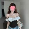 Lotus leaf edge three-dimensional flower one-word collar sling vest women's summer tube top sling women's chest pad
