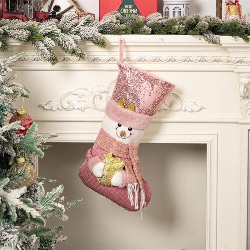 Soft Pink Sequins Christmas Stocking European Pink Shimmering Christmas Stocking Soft Stocking For Tree Decors