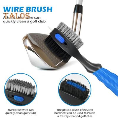 Golf Club Brush Golf Club Cleaning Tool with Retractable Zip-line And Aluminum Carabiner Golf Club Cleaner Accessory