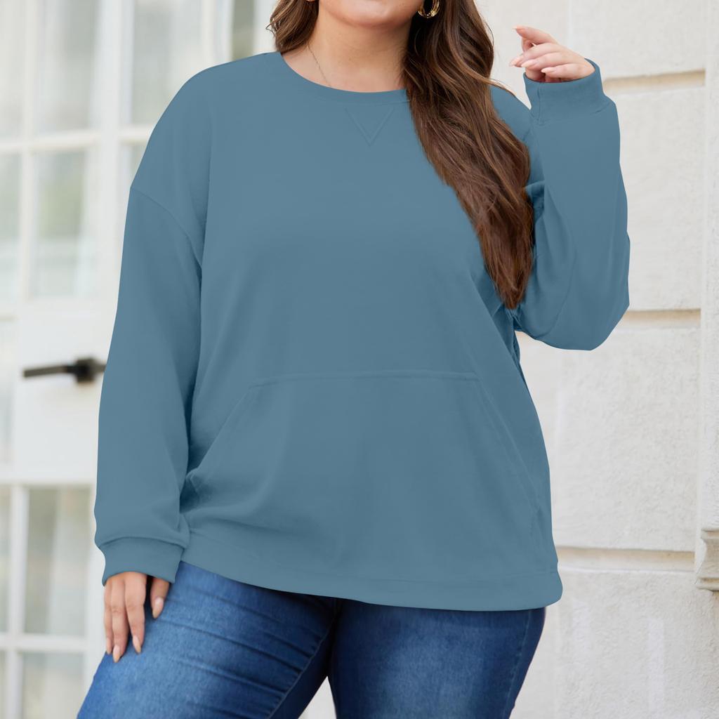 Plus Size Sweatshirt For  Women Oversized Crewneck Long Sleeve Pullover Tops