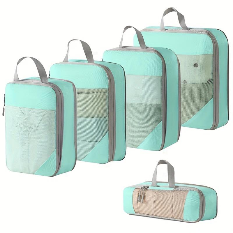 5PCS Compression Packing Cubes for Suitcases Travel Accessories Expandable Packing Organizers Lightweight Travel Organizer Cubes