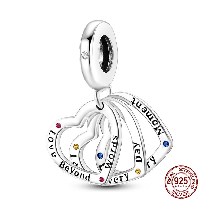 Original Charms Copper Good Life Heart Pendant Charm Beads Fits 3Mm Original Bracelets For Women Diy Fine Jewelry Gifts New