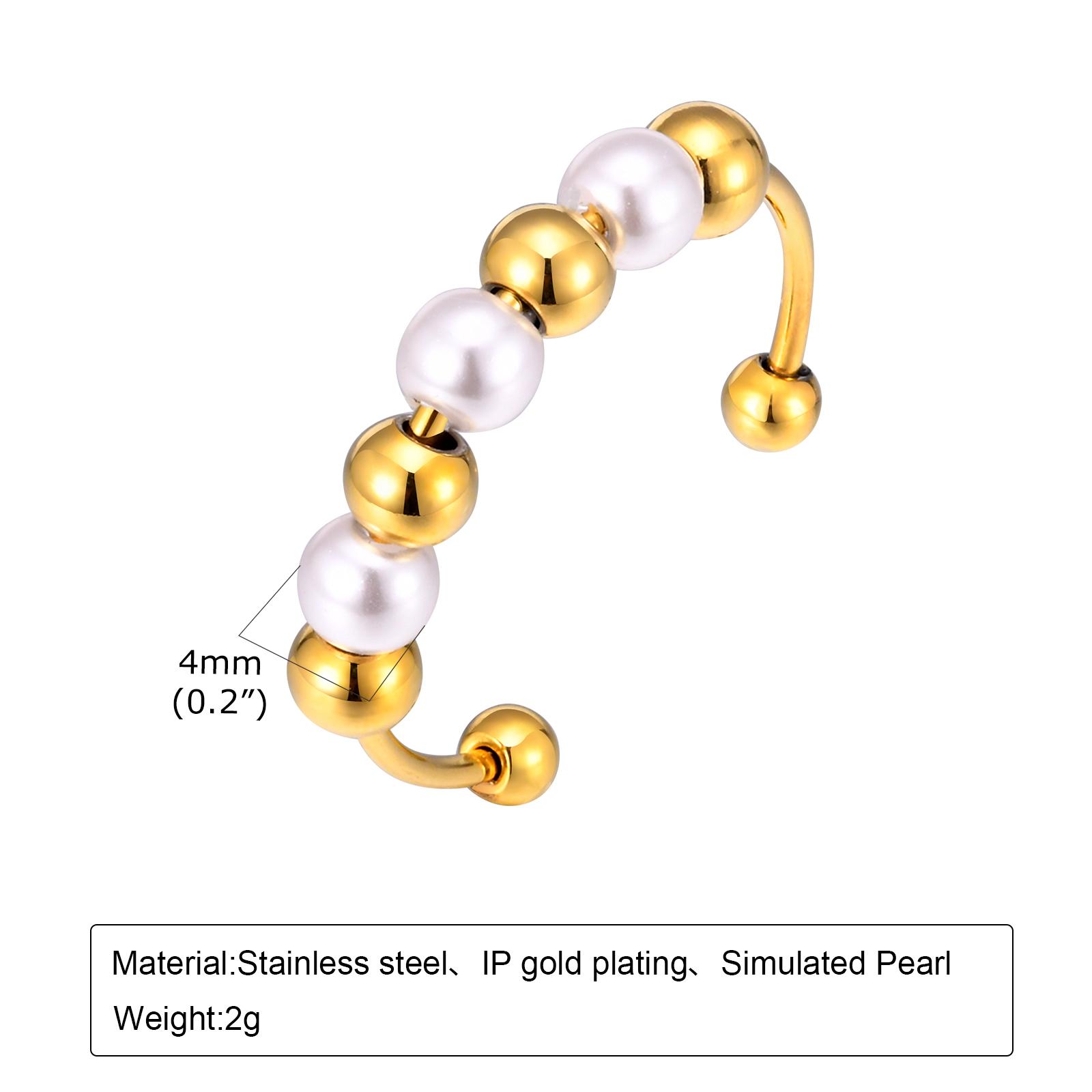 

Vnox Simulated Pearl Rings For Women Girls Stainless Steel Simple Gold Plated Women Wedding Rings Finger Jewelry Anniversary