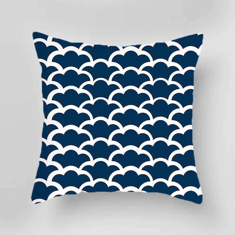 Geometric Simple Blue Print Pillow Case Office Sofa Cushion Cover Luxury Home Decor Cushion Cover