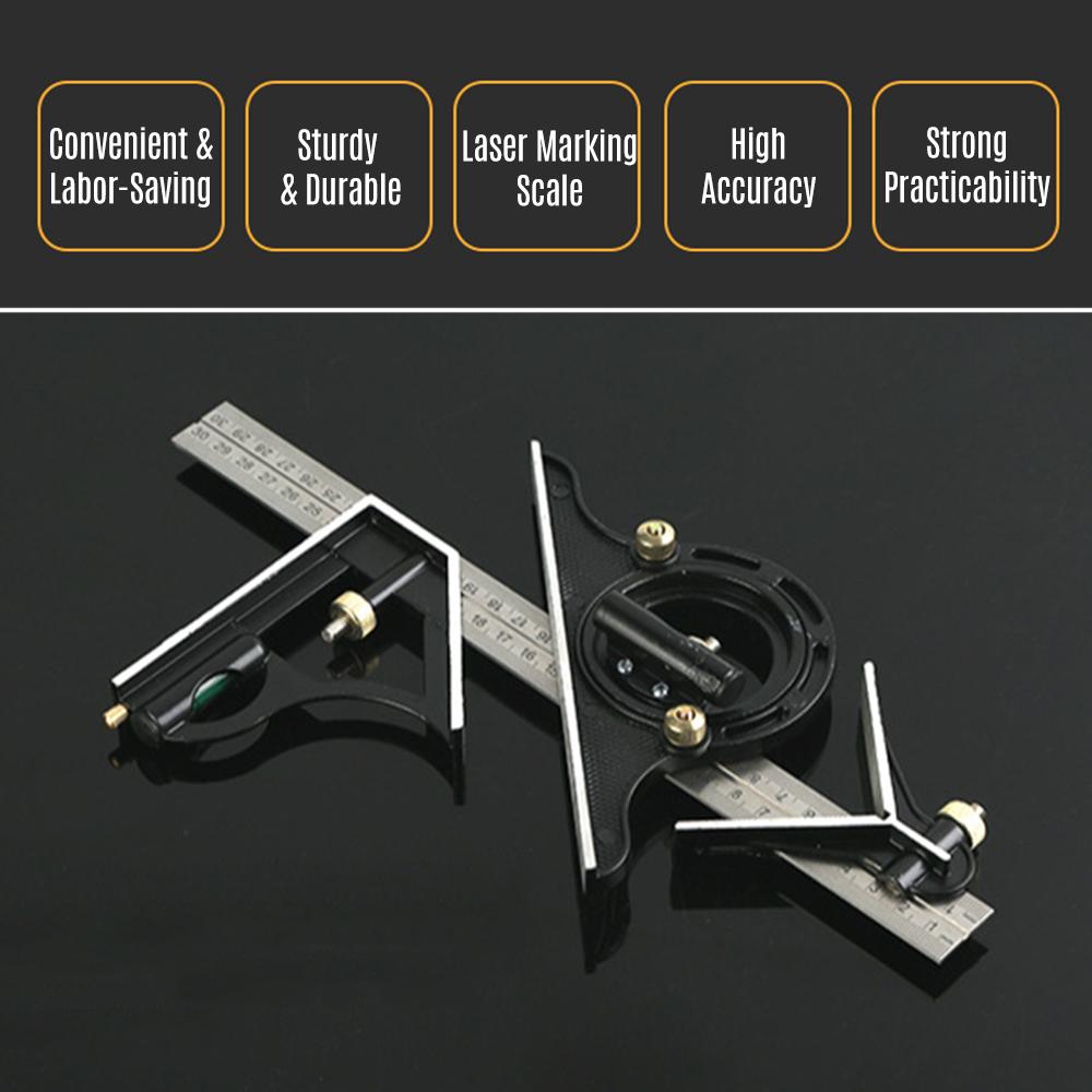 300MM Combination Square Angle Ruler Green 90 Degrees  Stainless Steel Level Square High Precision 45 Degrees