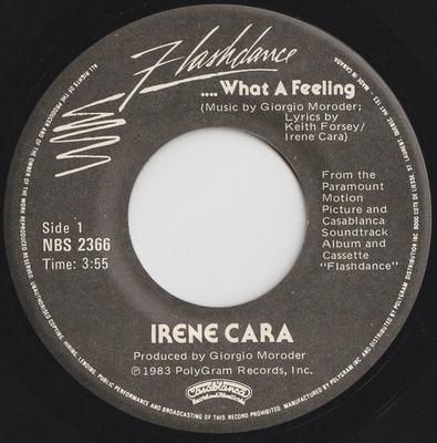 Record 7 inch IRENE CARA - Flashdance... Ce Sentiment NBS2366 Casablanca 1983 Canada Dans & Electronic Second-hand