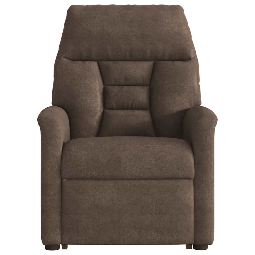 Recliner Chair with Lift Assistance Electric Brown Microfiber Fabric