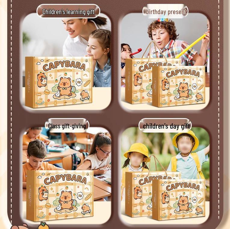 Capybara Briefpapier-Geschenkbox: Komplette Lernmaterialien für den Schulanfang oder Geburtstag - Perfekt für Mädchen