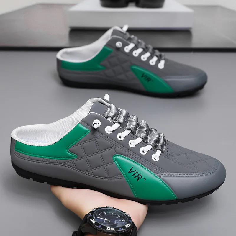 Men's Fashion Soft-soled Half Slippers Men Trendy Casual Shoes Soft Sole Non-slip Shoes New Outdoor Walking Shoes Zapatos Hombre