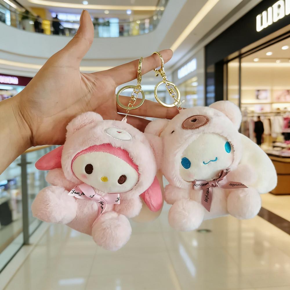 Sanrio Cute Plush Keychain for Children Hello Kitty Bag Pendant Kuromi Cartoon KeyChain Backpack Decoration Gifts for Kids Toy