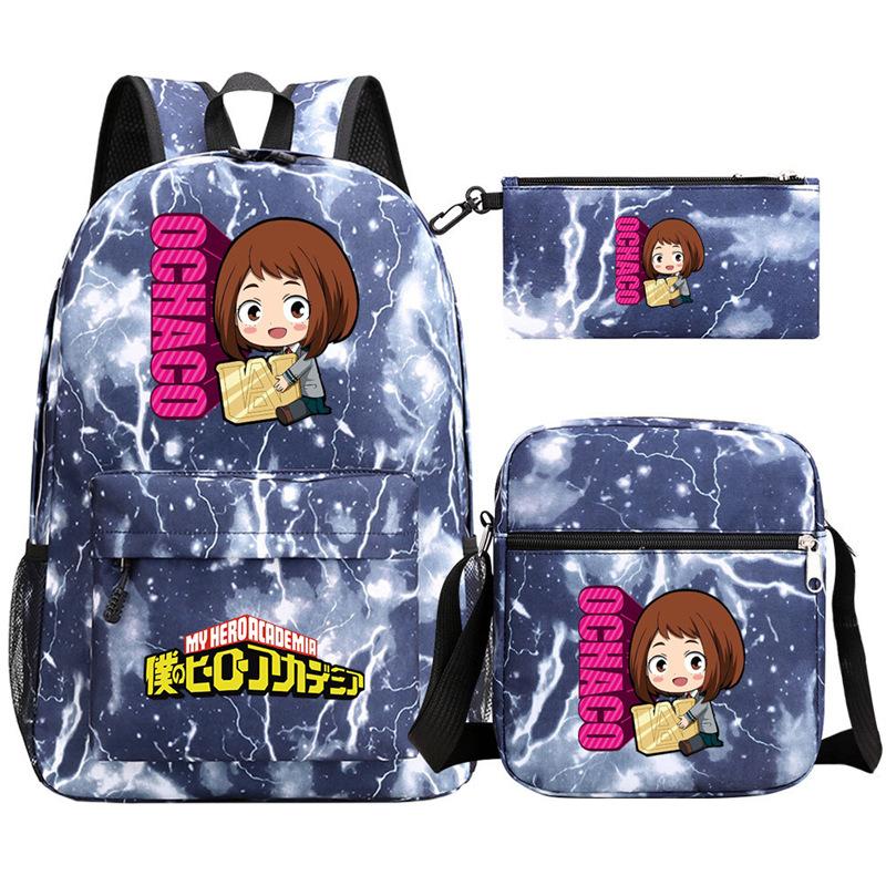 Young Students Schoolbag Animation Three-Piece Backpack Diagonal Hanging Bag Pencil Case