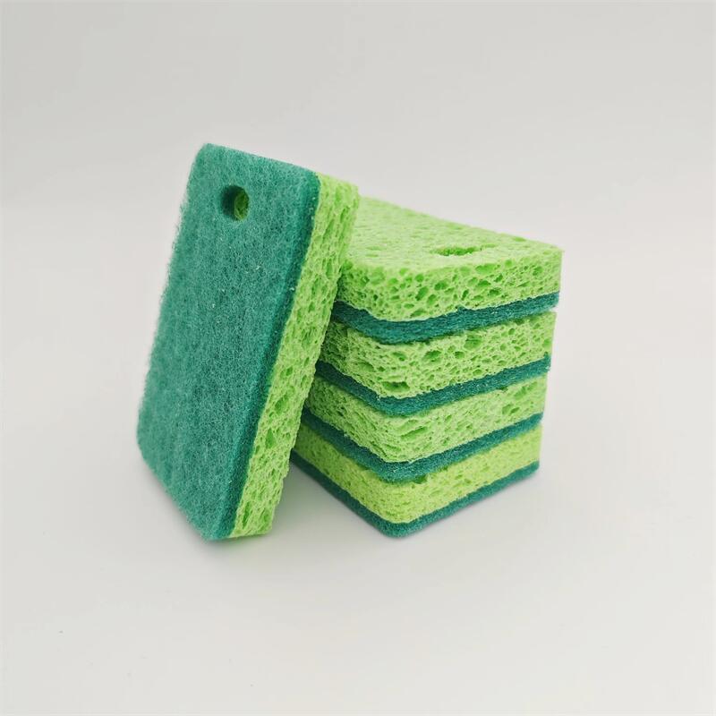 Wood pulp sponge dishwashing sponge wipe block double-sided hanging kitchen cleaning wood pulp cotton scouring cloth absorbent rag