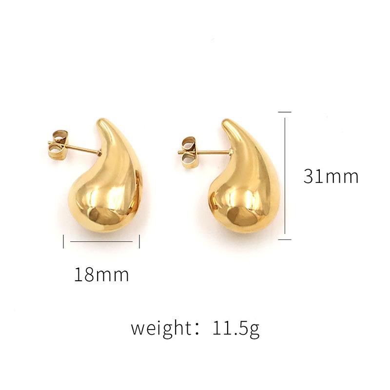 French Personality Trendy Style Metal Does Not Fade, Gold-Plated Exaggerated Natural Water Drop Shape Hollow Earrings For Girls