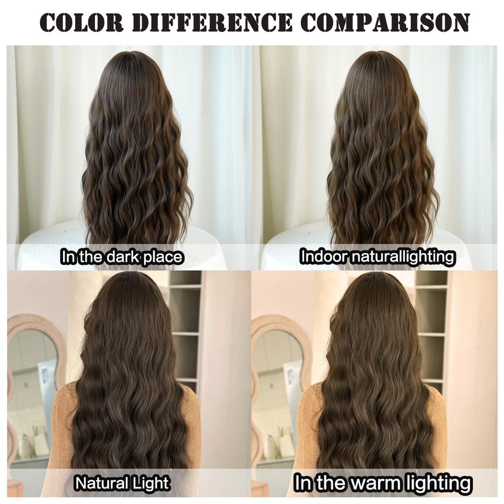 Extra Long Brown Big Waves Wig for Women - Rose Net Full Cap Voluminous Natural, Daily Quick Beauty, High Quality Hair Volume