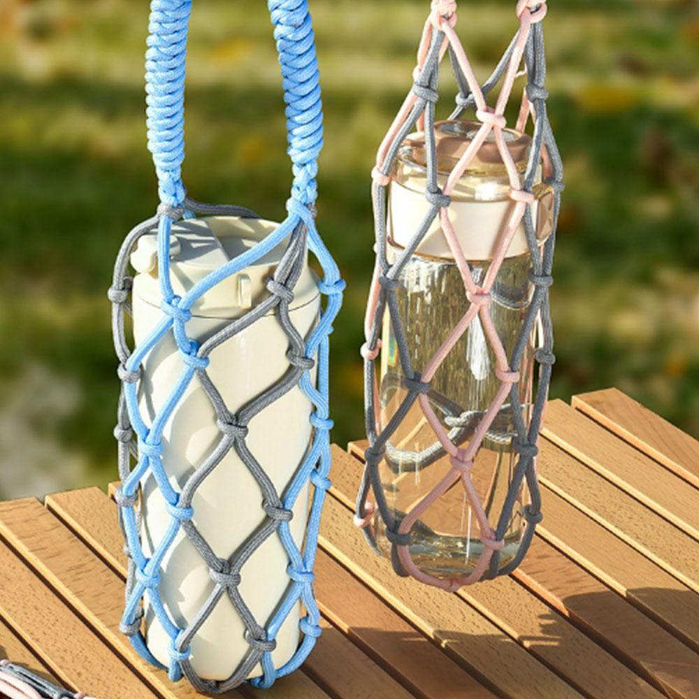 Woven Net Water Bottle Mesh Bag Mesh Cup Holder Easy to Carry Coffee Cup Bag Outdoor Camping