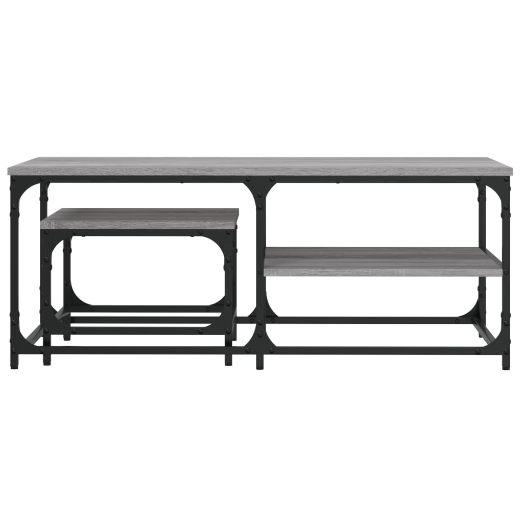  Slotted Tables, 2 Pcs, Grey Sonoma Oak