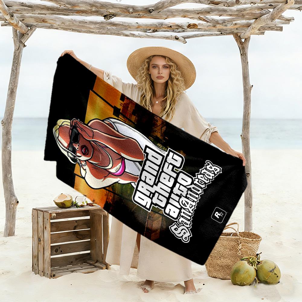 Gta Beach Towel High Absorbency Quick-Dry Comfortable Lightweight Suitable for Sports, Travel, Swimming, Yoga, Bathroom, Beach, And Pool