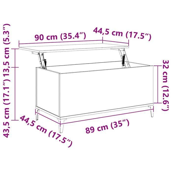 819593 vidaXL Table basse Chêne fumé 90x44,5x45 cm Bois d'ingénierie