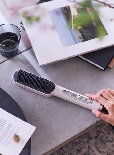 [Patented Comb & High-Concentration Negative Ions] eairpo Heat Brush Hair Iron/Straightener, Moisturizes, Damage-Free, Shiny, Smooth Hair, Time-Saving